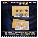 1958 & 1959 Silver Proof Sets 10 Coins In Original