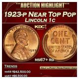 1923-p Lincoln Cent Near Top Pop 1c ms67+ rd SEGS