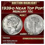 1939-d Mercury Dime Near Top Pop! 10c ms68+ FSB SE