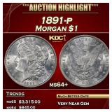 1891-p Morgan Dollar $1 ms64+ SEGS