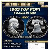 1963 Proof Franklin Half Dollar TOP POP! 50c pr69