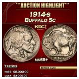 1914-s Buffalo Nickel 5c ms65+ SEGS