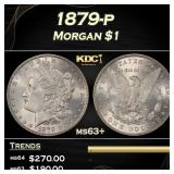1879-p Morgan Dollar $1 Grades ms63+