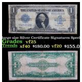 1923 $1 large size Silver Certificate Grades vf+ S