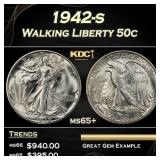 1942-s Walking Liberty Half Dollar 50c Grades ms65