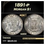 1891-p Morgan Dollar $1 Grades ms64