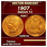 1907 Indian Cent . 1c ms66 rd SEGS