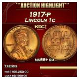 1917-p Lincoln Cent 1c ms66+ rd SEGS