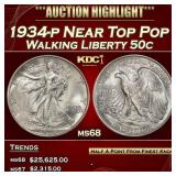 1934-p Walking Liberty Half Dollar Near Top Pop 50