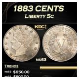 1883 CENTS Liberty Nickel 5c Grades ms63