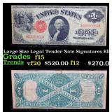 1917 $1 Large Size Legal Tender Note Grades f+ Sig