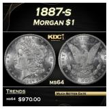 1887-s Morgan Dollar $1 ms64 SEGS