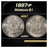 1897-p Morgan Dollar $1 Grades ms62+