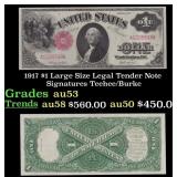1917 Teehee/Burke $1 Large Size Legal Tender Note
