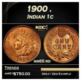 1900 Indian Cent . 1c Grades ms65 rd
