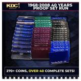 1968-2008 40 Years Proof Set Run - 273 Coins, 41 C