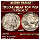1930-s Buffalo Nickel Near Top Pop 5c ms66+ SEGS
