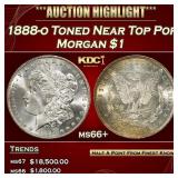 1888-o Morgan Dollar Toned Near Top Pop $1 ms66+ S