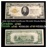 1928 $20 Gold Certificate Grades xf