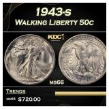1943-s Walking Liberty Half Dollar 50c Grades ms66