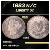 1883 n/c Liberty Nickel 5c Grades ms66
