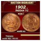 1902 Indian Cent . 1c ms66 rd SEGS
