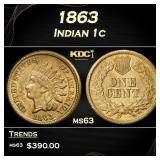 1863 Indian Cent 1c Grades ms63