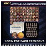 Complete Set of 47 US Presidents Colorized 24k Gol
