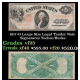 1917 Elliott/Burke $1 Large Size Legal Tender Note