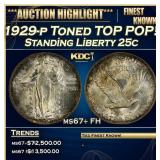 1929-p Standing Liberty Quarter Toned TOP POP! 25c