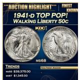 1941-d Walking Liberty Half Dollar TOP POP! 50c ms