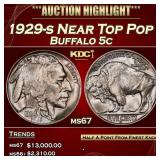 1929-s Buffalo Nickel Near Top Pop 5c ms67 SEGS