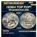 1936-p Washington Quarter TOP POP! 25c ms68 SEGS