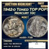 1942-d Mercury Dime Toned TOP POP! 10c ms68+ FSB S