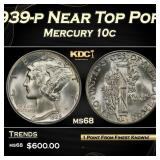 1939-p Mercury Dime Near Top Pop! 10c ms68 SEGS