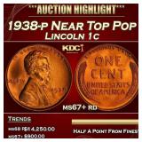 1938-p Lincoln Cent Near Top Pop 1c ms67+ rd SEGS