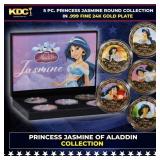 5 Coin Aladdin Princess Jasmine Gold Plated Round