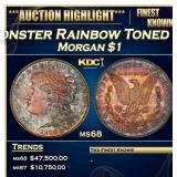 1878-s Morgan Dollar Monster Rainbow Toned TOP POP