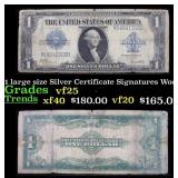 1923 $1 large size Silver Certificate Grades vf+ S