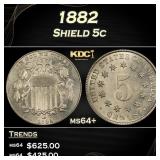 1882 Shield Nickel 5c Grades ms64+