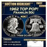 1962 Proof Franklin Half Dollar TOP POP! 50c pr69