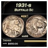 1931-s Buffalo Nickel 5c Grades ms66