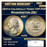 1937-d Washington Quarter Colorfully Toned TOP POP
