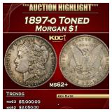 1897-o Morgan Dollar Toned $1 ms62+ USCG