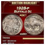 1928-p Buffalo Nickel 5c ms66+ SEGS