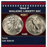 1946-p Walking Liberty Half Dollar 50c Grades ms66