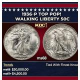 1936-p Walking Liberty Half Dollar TOP POP! 50c ms