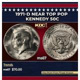 1971-d Kennedy Half Dollar Near Top Pop 50c ms67 S