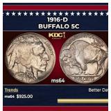 1916-d Buffalo Nickel 5c Grades ms64
