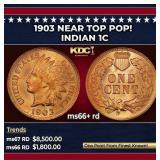 1903 Indian Cent Near Top Pop! 1c ms66+ rd SEGS